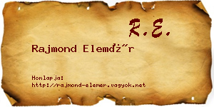 Rajmond Elemér névjegykártya